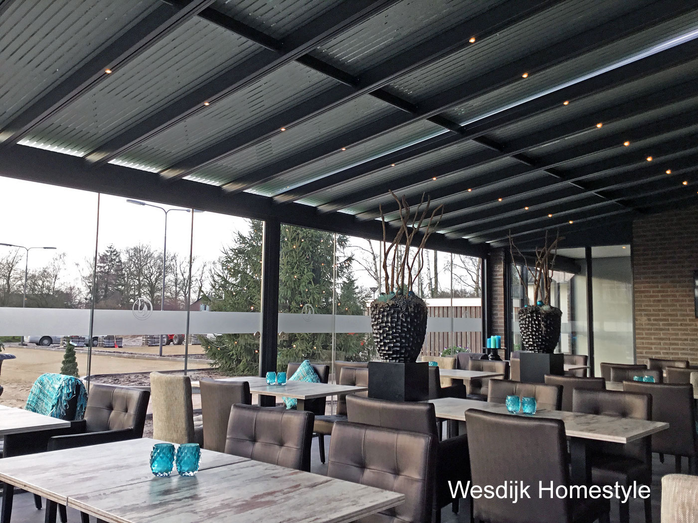 Super Terrasoverkapping Glas met Zonwering | Showroom | Wesdijk JQ-01